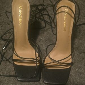 Fashion Nova Elegant Black Strappy Heels